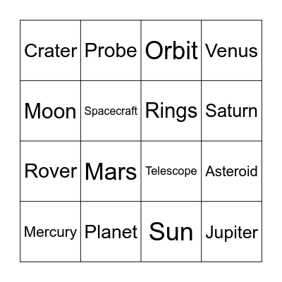 Solar System Bingo Card