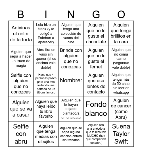 Abru cumple 26! Bingo Card