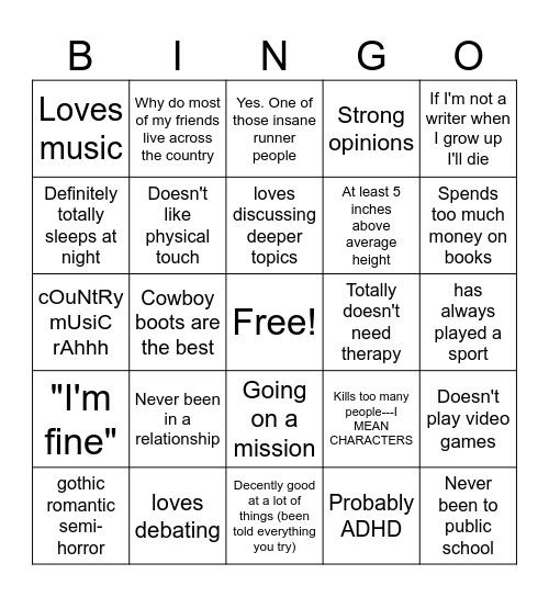 Your Favorite Emma Bingo Card