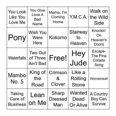 Music Bingo Card