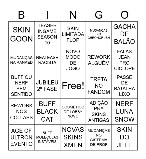 MARVEL RIVALS 9.0 BINGO Card