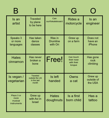 Find Someone Who... Bingo Card