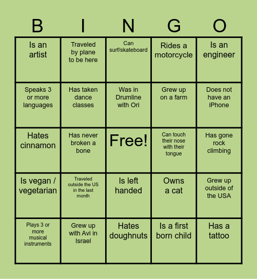 Find Someone Who... Bingo Card