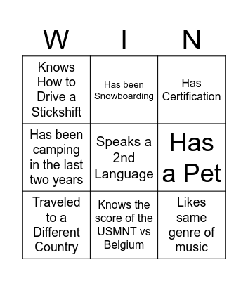 Get to Know West Ops Bingo Card