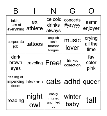 soph bingo Card