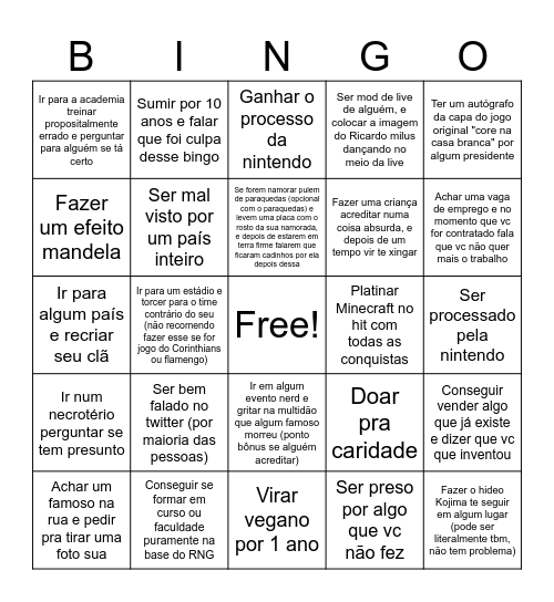 Bingo HARDCORE do FOKZZ Bingo Card