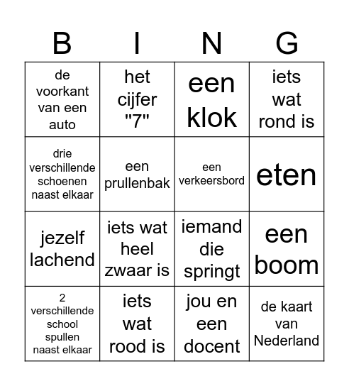 Maak een foto van.... Bingo Card