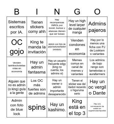 Server Mid Bingo Card