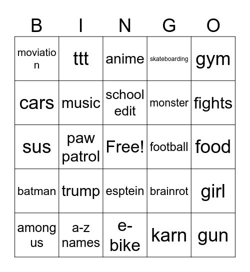 Untitled Bingo Card