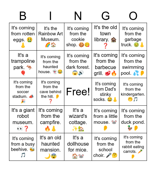 B12 L6 It's coming from the old cheese factory. 👃❓ Bingo Card