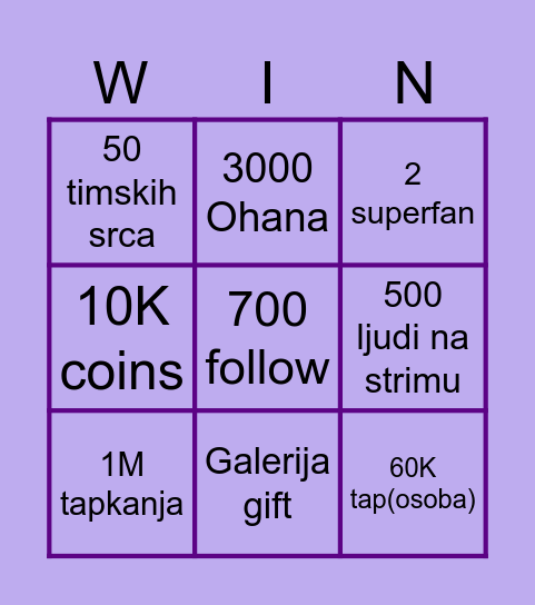 Ohana Bingo Card