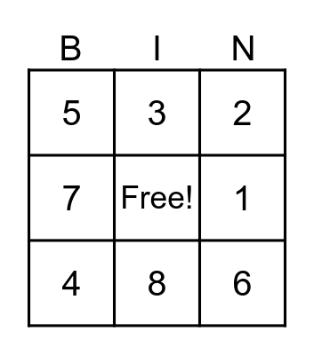 Test Bingo Card