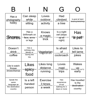 MINGO! Bingo Card