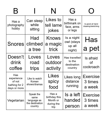 MINGO! Bingo Card