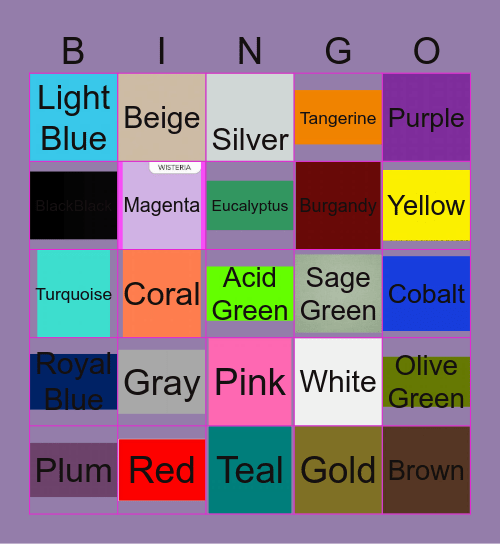 Colors Bingo Card