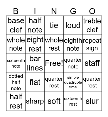 Music Bingo Card