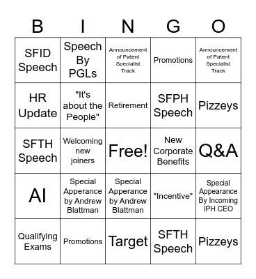 SF Asia Townhall 2026 Bingo Card
