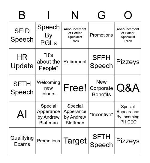 SF Asia Townhall 2026 Bingo Card
