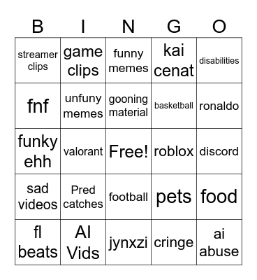 TIKTOK BINGO Card