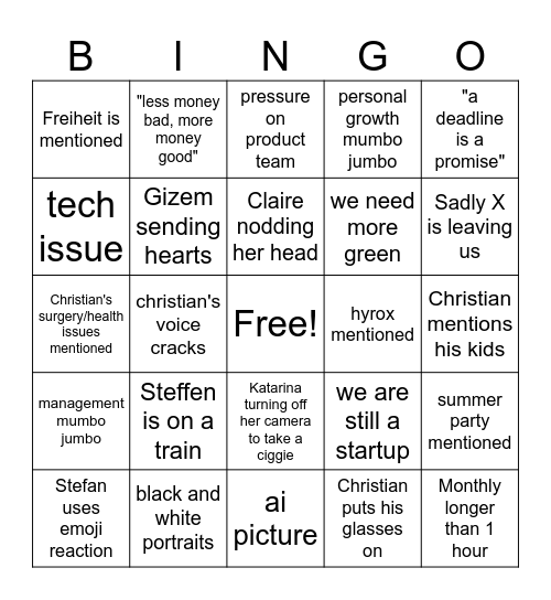SR Monthly Bingo Card