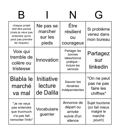 Le bilan du S1 Bingo Card