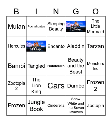 Disney Films Bingo Card