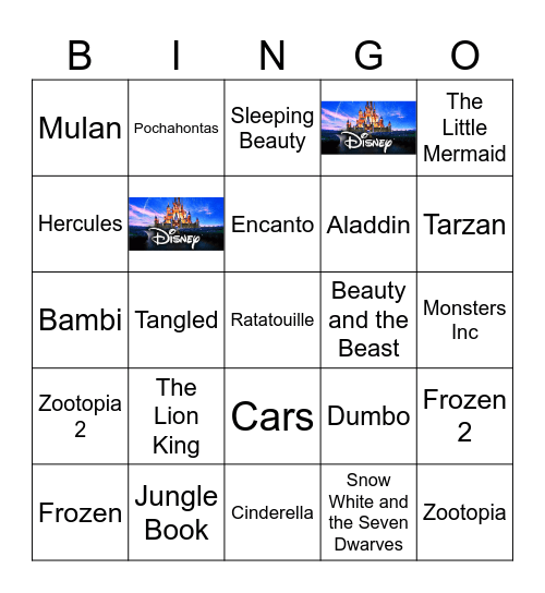 Disney Films Bingo Card