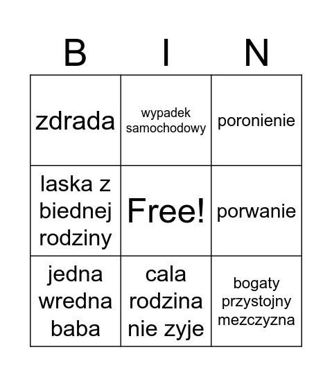 Telenowela Bingo Card
