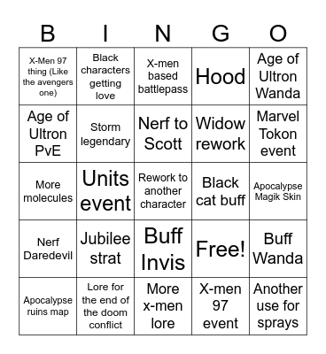 Rivals S9 Bingo Card