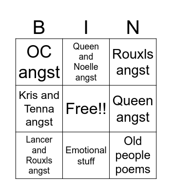 What makes you sad Bingo Card