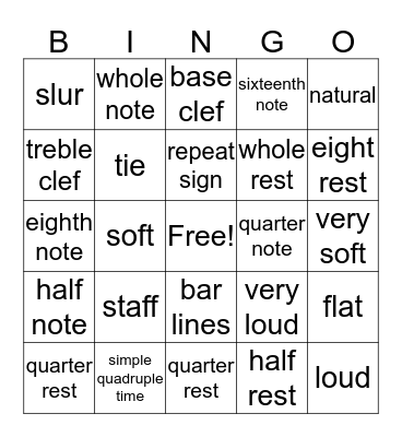 Music Bingo Card
