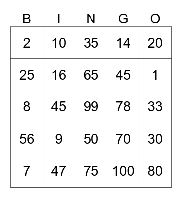 Seandy punya Bingo Card