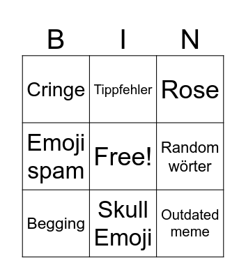 YT Comments bingo Card
