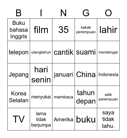 Sesi 8 - New Bingo Card