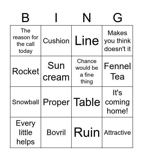 UK FBA Sprint Bingo Card