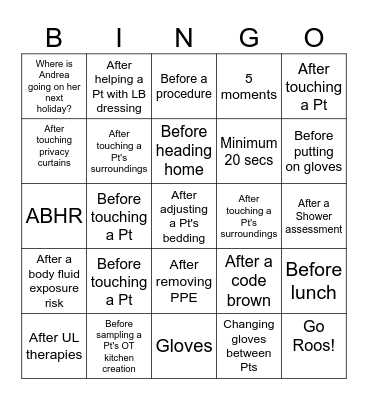 5 MOMENTS OF HAND HYGIENE BINGO Card