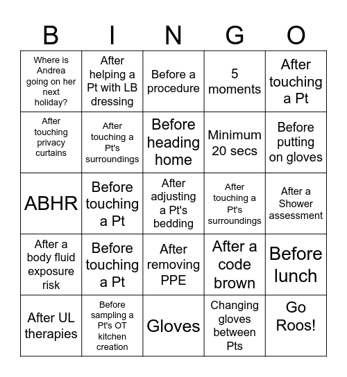 5 MOMENTS OF HAND HYGIENE BINGO Card