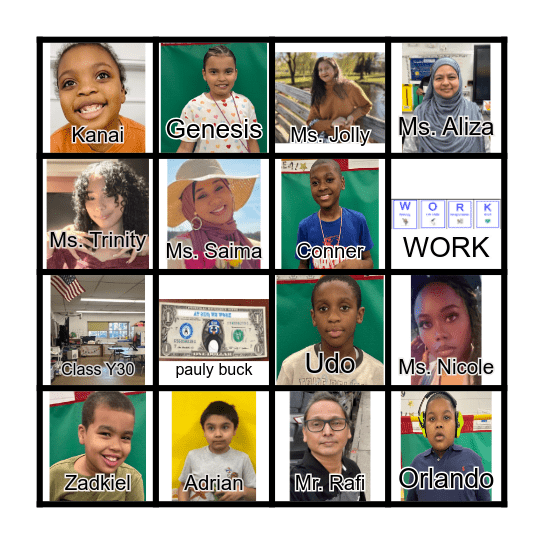 Class Y30 Bingo Card