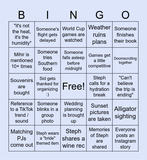 Steph's Bach Bingo Card