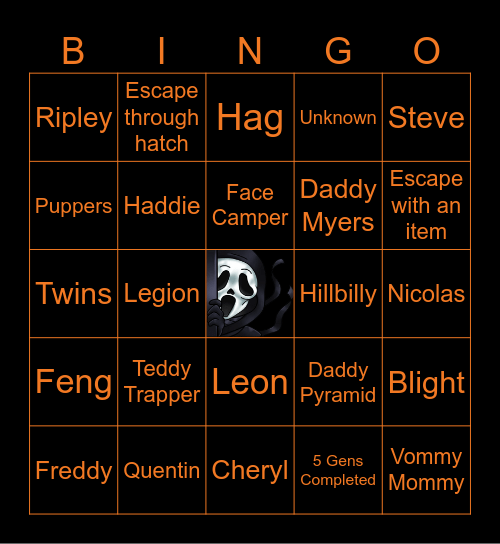 Dead by Daylight Bingo Card