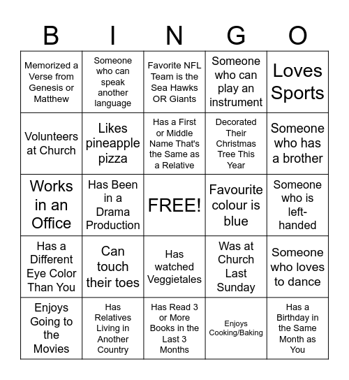Human Bingo Card