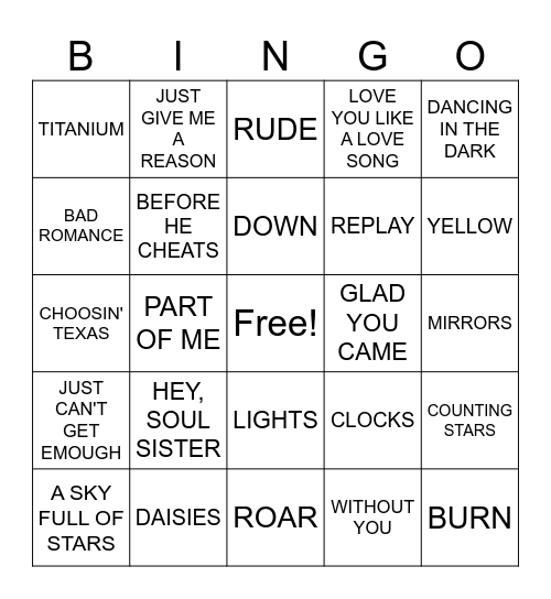 HITS Bingo Card