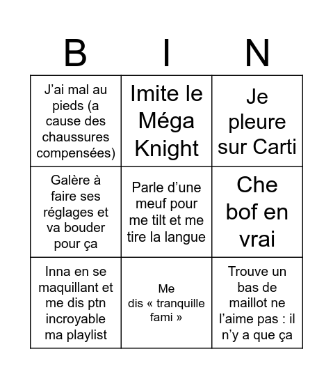 Beach Please Bingo Card