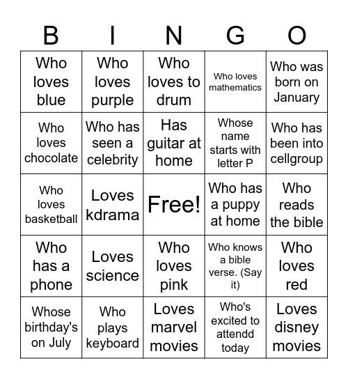 HUMAN BINGO Card