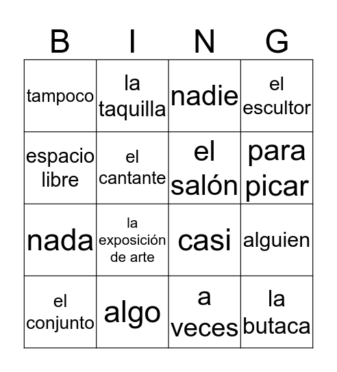 Capitulo 8 - las fiestas y las diversiones Bingo Card