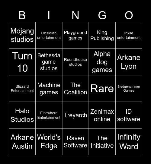 Microsoft Kill Bingo Card