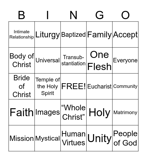 Images of Christ Bingo Card