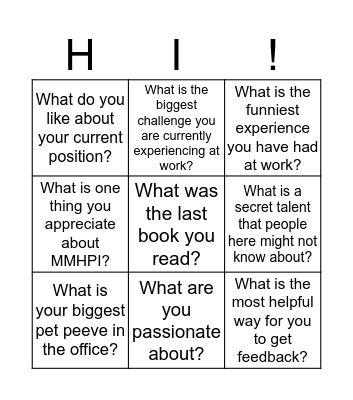 MMHPI "Getting to Know You" Bingo Card