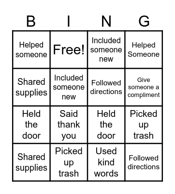 Citizenship Bingo Card
