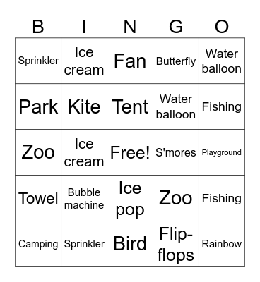 Summer Bingo Card